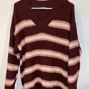 Maroon American Eagle Striped Sweater